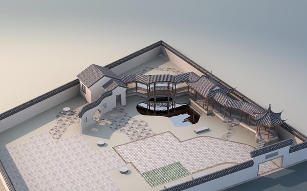 3d model chinese - Chinese style architecture 022 by papandenis